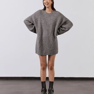 Mikuta Grey Melange Oversi Knitted Sweater